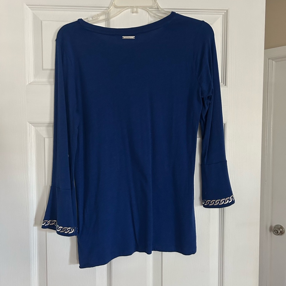 Michael Kors Royal Blue 3/4 Sleeve Top with Chain Accents - Picture 2 of 4